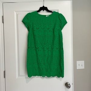 Crown & Ivy Happy Green Babydoll Dress with Lace Cutouts